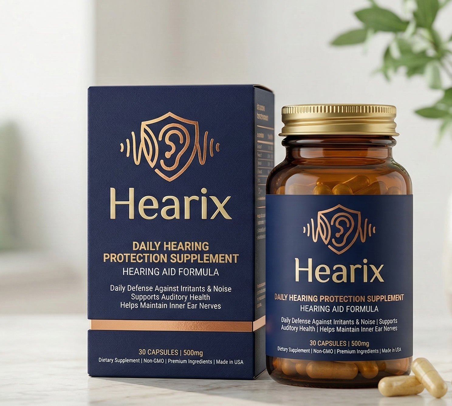 Hearix — suplemento auditivo de 30 cápsulas da Zavmirel.Eu